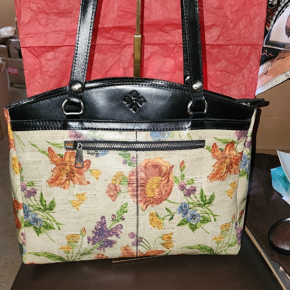 Patrcia Nash Floral Leather Tote Euc